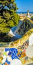 Mosaic sofa Gaudi, Parc Guell, Barcelona, Spain Royalty Free Stock Photo