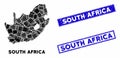 Mosaic South African Republic Map and Distress Rectangle Stamps