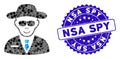 Collage Spy Icon with Grunge NSA Spy Seal