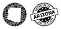Mosaic Stencil Circle Map of Arizona State and Rubber Stamp