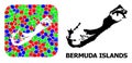 Mosaic Stencil and Solid Map of Bermuda Islands