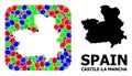 Mosaic Stencil and Solid Map of Castile-La Mancha Province