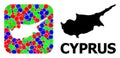 Mosaic Stencil and Solid Map of Cyprus Island