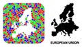 Mosaic Stencil and Solid Map of Euro Union