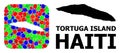 Mosaic Stencil and Solid Map of Haiti Tortuga Island