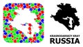 Mosaic Stencil and Solid Map of Krasnodarskiy Kray Royalty Free Stock Photo