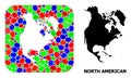 Mosaic Stencil and Solid Map of North America Royalty Free Stock Photo