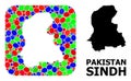 Mosaic Stencil and Solid Map of Sindh Province Royalty Free Stock Photo
