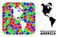 Mosaic Stencil and Solid Map of South and North America Royalty Free Stock Photo