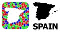 Mosaic Stencil and Solid Map of Spain