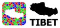 Mosaic Stencil and Solid Map of Tibet