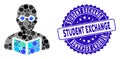 Collage Student Icon with Distress Student Exchange Seal