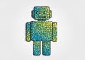 Mosaic-style digital illustration of a robot with a blocky, humanoid form. Features Royalty Free Stock Photo