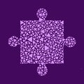 Mosaic-style purple puzzle piece on purple background