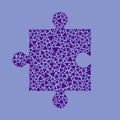 Mosaic-style purple puzzle piece on gray-blue background