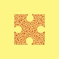 Mosaic-style orange puzzle piece on yellow background