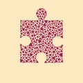 Mosaic-style red puzzle piece on cream-colored background