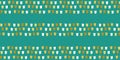 Mosaic style striped border design in hues of gold and white. . Seamless geometric vector pattern on teal background Royalty Free Stock Photo