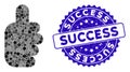 Mosaic Success Gesture Icon with Textured Success Stamp Royalty Free Stock Photo