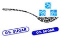 Mosaic Sugar Spoon Icon with Coronavirus Distress 0 percent Sugar Seal