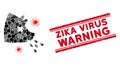 Mosaic Swine Flu Icon with Textured Zika Virus Warning Line Seal Royalty Free Stock Photo