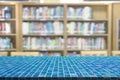 Mosaic table with library blur background Royalty Free Stock Photo