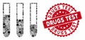 Mosaic Test-Tubes with Grunge Drugs Test Stamp