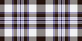 Mosaic textile check plaid, vivid seamless tartan pattern. Thin texture fabric vector background in white and black colors