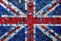 Mosaic tile pattern background of the Union Jack national flag of the United Kingdom Royalty Free Stock Photo