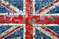 Mosaic tile pattern background of the Union Jack national flag of the United Kingdom Royalty Free Stock Photo