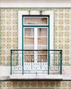 A Mosaic Tiled Wall and Balcony in Lisbon