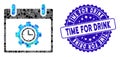 Mosaic Time Gear Calendar Day Icon with Scratched Time for Drink Seal