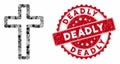 Collage Tomb Cross with Distress Deadly Stamp