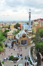 Mosaic tower in Park Guell, Barcelona, Spain Royalty Free Stock Photo