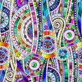 Mosaic tribal doddle ethnic seamless pattern. Royalty Free Stock Photo