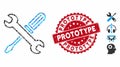 Mosaic Tuning Tools Icon with Scratched Prototype Stamp Royalty Free Stock Photo