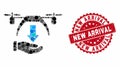 Mosaic Unload Drone with Grunge New Arrival Stamp