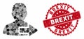 Mosaic User Logout Arrow with Grunge Brexit Seal