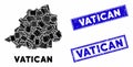 Mosaic Vatican Map and Grunge Rectangle Seals
