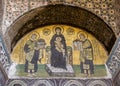 Mosaic of the Virgin Mary holding Jesus inside the Hagia Sophia