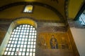 Mosaic of Virgin Mary and Jesus Christ and other Saints in the Hagia Sofia church, Istanbul, Turkey Royalty Free Stock Photo