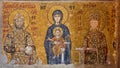 Mosaic of Virgin Mary and Jesus Christ and other Saints in the Hagia Sofia church, Istanbul, Turkey. Royalty Free Stock Photo