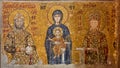 Mosaic of Virgin Mary and Jesus Christ and other Saints in the Hagia Sofia church, Istanbul, Turkey. Royalty Free Stock Photo