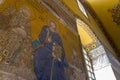 Mosaic of Virgin Mary and Jesus Christ and other Saints in the Hagia Sofia church Royalty Free Stock Photo