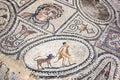 A mosaic at Volubilis in Morocco showing Hercules capturing and returning with his pet Cerberus, a three-headed dog.