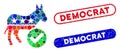 Dot Collage Vote Democrat Donkey and Textured Democrat Stamps Royalty Free Stock Photo