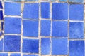 Mosaic wall with blue tiles close up Royalty Free Stock Photo