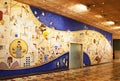 Mosaic wall with the history of Tel Aviv, artist Nachum Gutman, shopping arcade in Shalom Meir Tower, Tel-Aviv