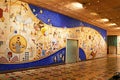 Mosaic wall with the history of Tel Aviv, artist Nachum Gutman, shopping arcade in Shalom Meir Tower, Tel-Aviv Royalty Free Stock Photo