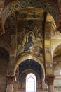 Mosaic on wall of interor of the church Martorana